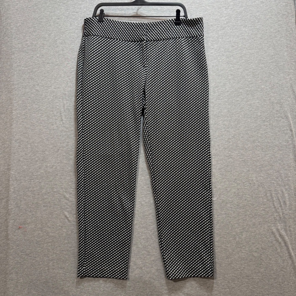 Alfani Tummy Control Dress Pants Women 16W Black White Geometric Office Career